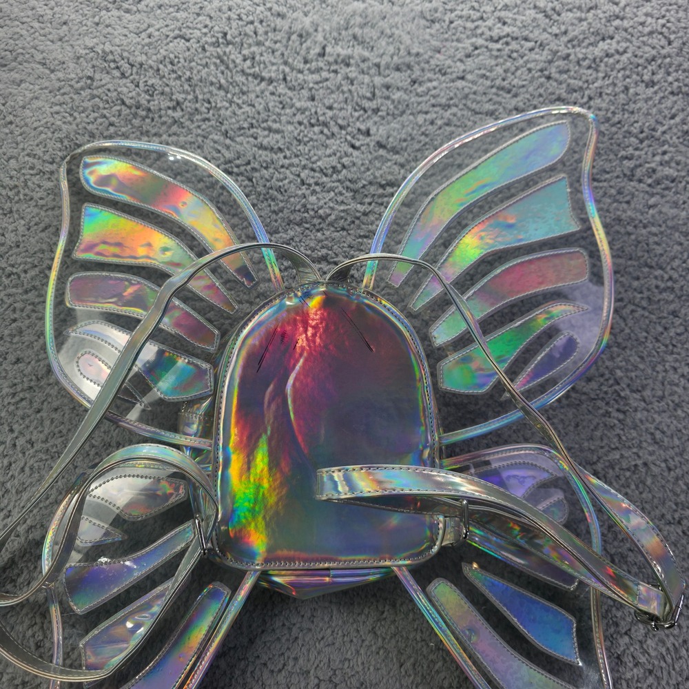 Current Mood Holographic Butterfly Wing Mini Backpack Iridescent Fairy Bag - Picture 12 of 14